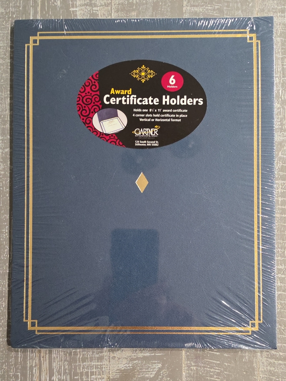Gartner Studios Navy Blue with Gold Accents Award Certificate Holders, 6 Pack